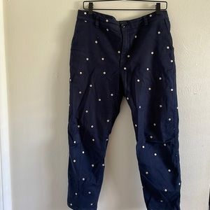 J Crew Navy Embroidered Pants
